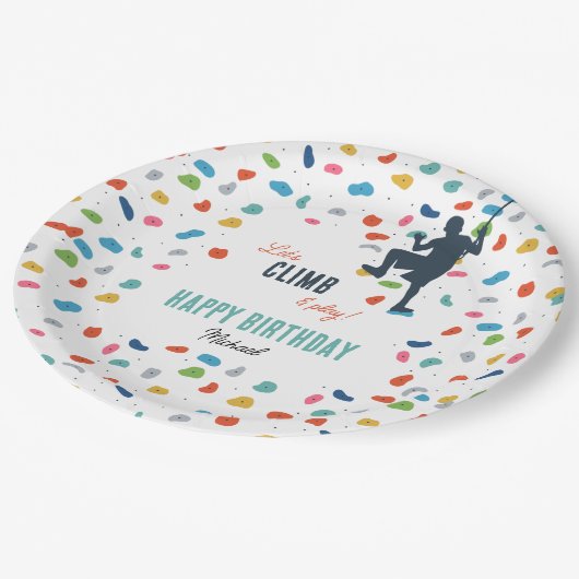 Rock Climbing Schattige Kids Verjaardagsfeest Papieren Bordje (Gekanteld)