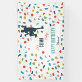 Rock Climbing Schattige Kids Verjaardagsfeest Spandoek (Verticaal)