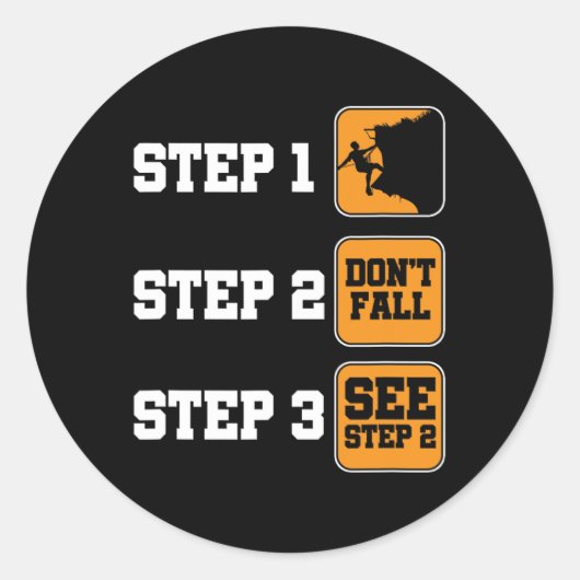 Rock Climbing Steps Mountain Hiking Camping Nature Ronde Sticker (Voorkant)