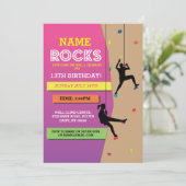 Rock Climbing Verjaardag Party Muur Klimmen Uitnod Kaart (Staand voorkant)