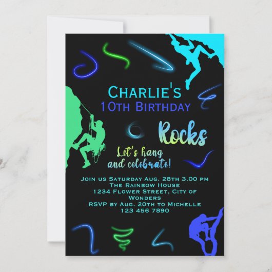 Rock Climbing Verjaardag Uitnodiging Boy Indoor Pa (Voorkant)