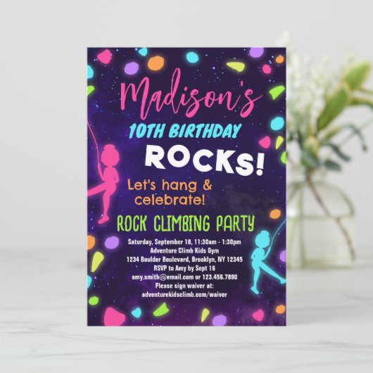 Rock Climbing Verjaardagsfeestuitnodiging voor kin Kaart (Staand voorkant)