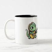 Rock & Coffee Dinosaurus Rock Star Tweekleurige Koffiemok (Links)