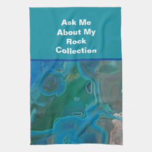 Rock Collector Humor Blauw Groen Marmersteen Theedoek