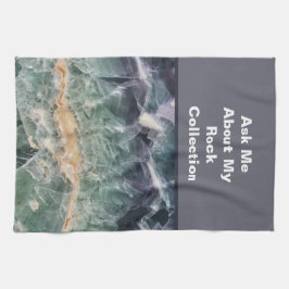 Rock Collector Humor Paarse Groen Gepolijst Steen Theedoek