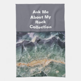 Rock Collector Humor Paarse Groen Gepolijst Steen Theedoek