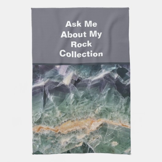 Rock Collector Humor Paarse Groen Gepolijst Steen Theedoek (Verticaal)