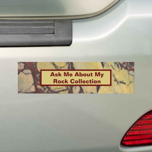 Rock Collector Humoristisch Geel Rood Marmersteen Bumpersticker (Op auto)