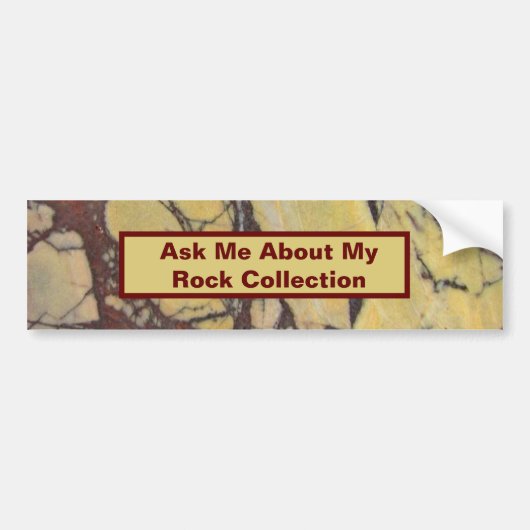 Rock Collector Humoristisch Geel Rood Marmersteen Bumpersticker (Voorkant)