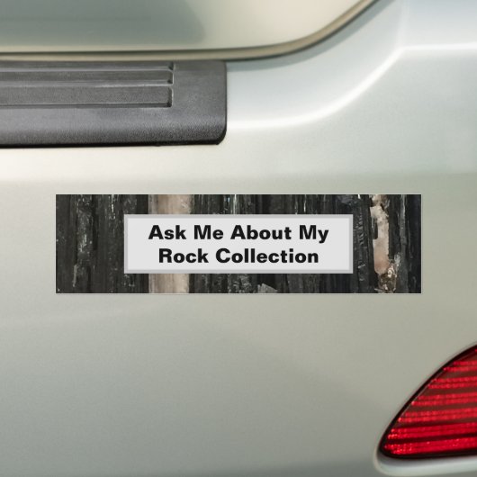Rock Collector Humoristische Zwart Wit Gestreepte  Bumpersticker (Op auto)
