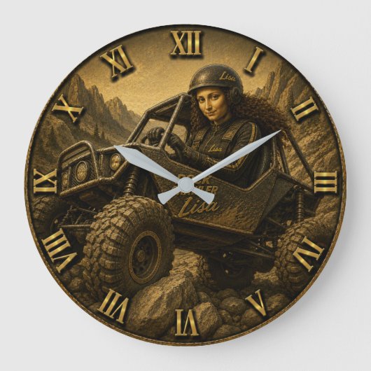 Rock Crawler Funny Mona Lisa Off-Road 4x4 Grote Klok (Voorkant)