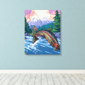 Rock Creek, MontanaFly Vist Scene Canvas Afdruk (Insitu (Houten vloer))