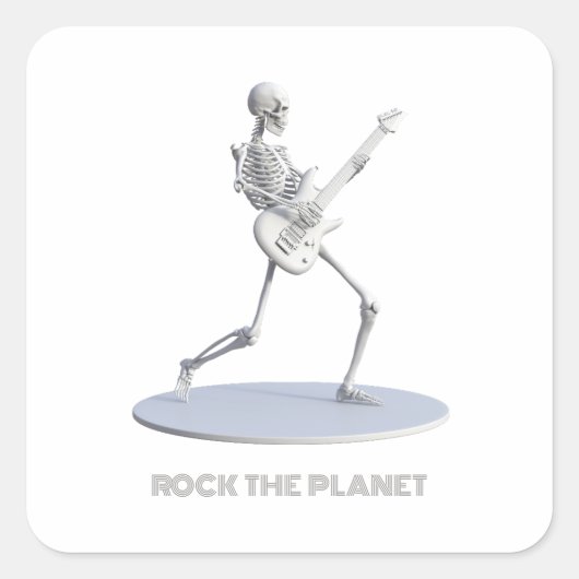 Rock de planeet vierkante sticker (Voorkant)