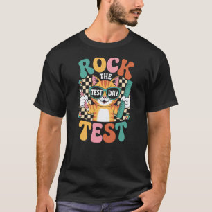 Rock De Test Dag Leuke Kat Examen Cheer Grappige S T-shirt