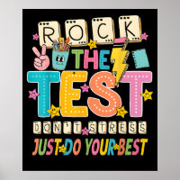 Rock de test Geen stress Doe je best Leraar Toetsi