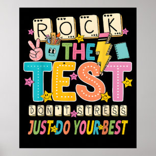 Rock de test Geen stress Doe je best Leraar Toetsi Poster