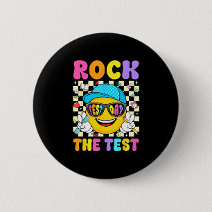 Rock de test glimlach gezicht zonnebril leraar sch ronde button 5,7 cm