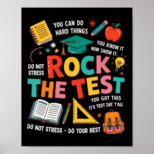 Rock De Test Grappige Testdag Leraar Student Te Poster (Voorkant)