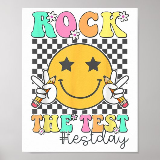 Rock De Test Motivatie Test Dag Smile Face Tes Poster (Voorkant)