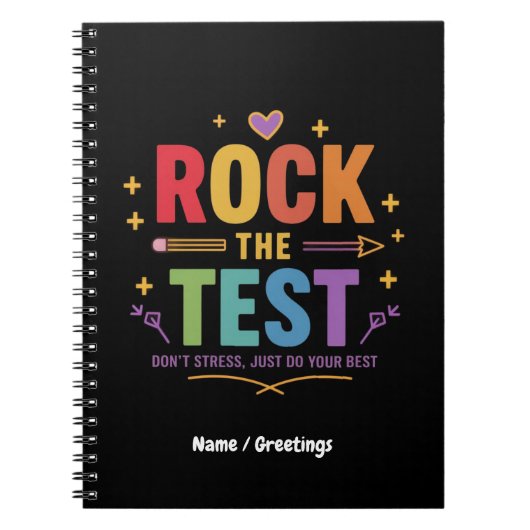 Rock de Test Niet Stress Grappig Motivatie Notitieboek (Voorkant)