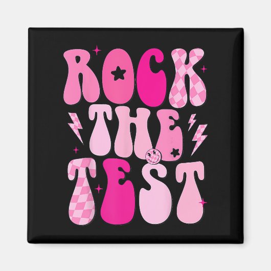 Rock De Test Schattigee Test Dag Teacher Staar Tes Magneet (Voorkant)