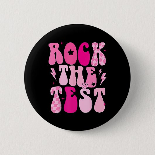 Rock De Test Schattigee Test Dag Teacher Staar Tes Ronde Button 5,7 Cm (Voorkant)