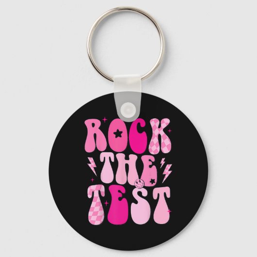 Rock De Test Schattigee Test Dag Teacher Staar Tes Sleutelhanger (Voorkant)