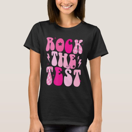 Rock De Test Schattigee Test Dag Teacher Staar Tes T-shirt (Voorkant)