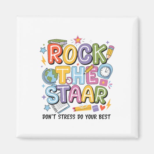Rock De Test Staar Dag Leraar Motiverende Testi Magneet (Voorkant)