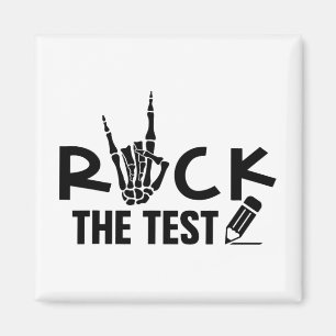Rock de test testdag examen voor leraar student magneet