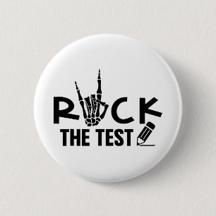 Rock de test testdag examen voor leraar student ronde button 5,7 cm