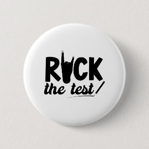 Rock de test testdag examen voor leraar student ronde button 5,7 cm