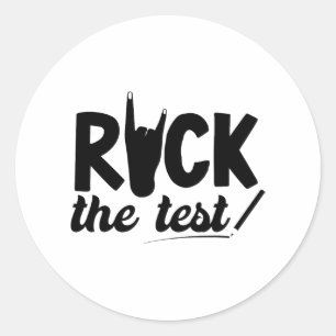 Rock de test testdag examen voor leraar student ronde sticker