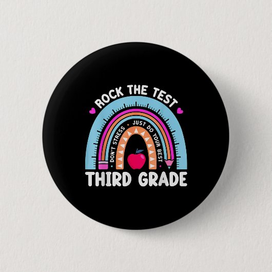 Rock de testdag 3e klas leraar derde klas Te Ronde Button 5,7 Cm (Voorkant)