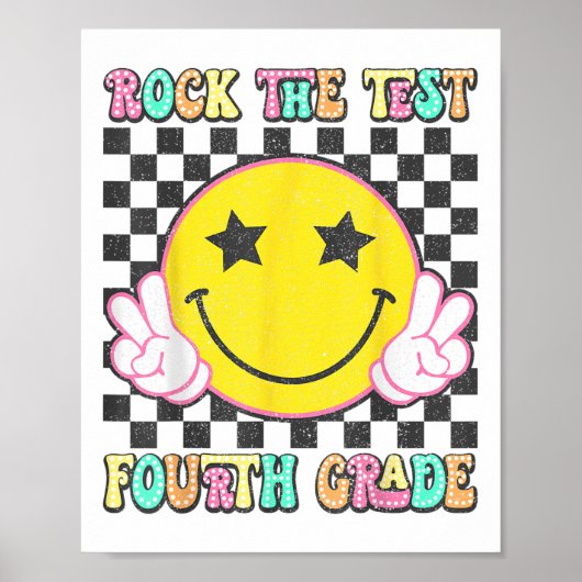 Rock de testdag 4e klas leraar Vierde klas T Poster (Voorkant)