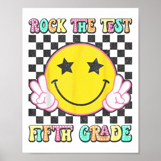 Rock de testdag 5e klas leraar 5e klas Te Poster (Voorkant)