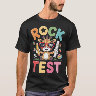 Rock De Testdag Funny Giraffe Examen Testen Dag T-shirt