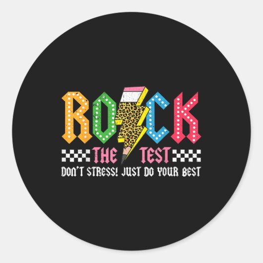 Rock de testdag niet stress ABCD Alphabe Ronde Sticker (Voorkant)