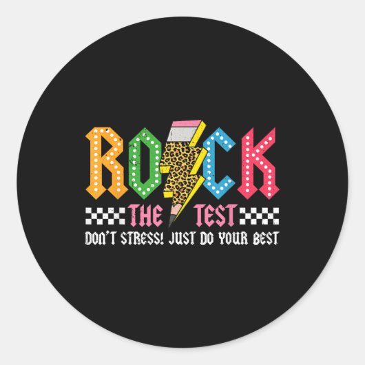 Rock de testdag niet stress ABCD Alphabe Ronde Sticker (Voorkant)