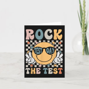 Rock de testdag Retro Smile Face Teacher Kaart