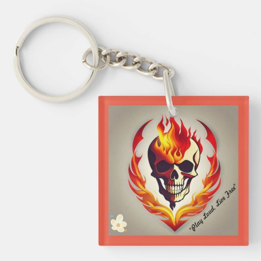 "Rock de vlammen" Sleutelhanger (Voorkant)