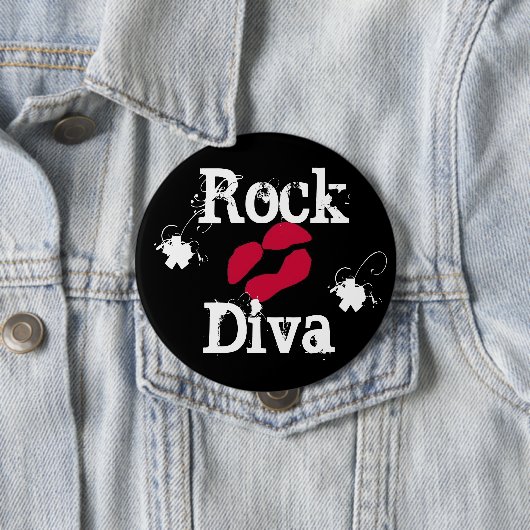 'Rock Diva in Black' Button (In situ)