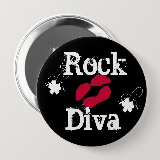 'Rock Diva in Black' Button (Voorkant /achterkant)