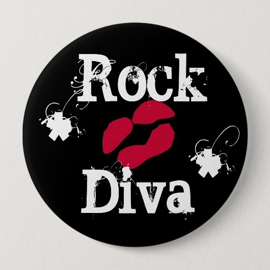 'Rock Diva in Black' Button (Voorkant)
