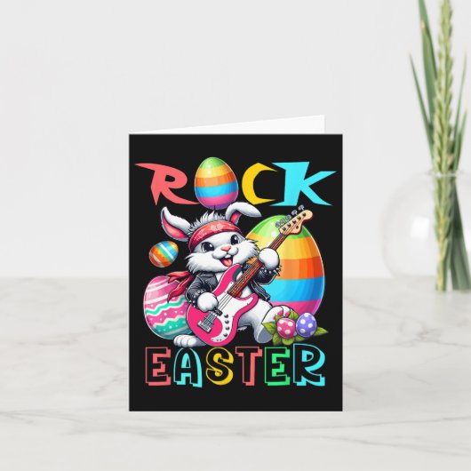 Rock Easter Kostuum Bunny Spelen Gitarist Kaart (Voorkant)