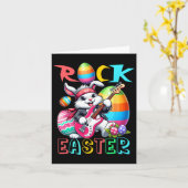 Rock Easter Kostuum Bunny Spelen Gitarist Kaart (Gele Bloem)