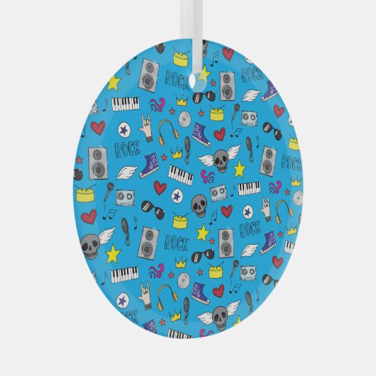 Rock Emo Muziek Tiener Patroon Glas Ornament (Voorkant Rechts)
