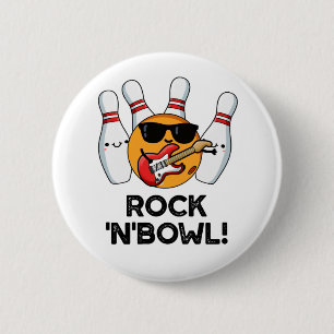 Rock en Bowl Cute Bowling Pun Ronde Button 5,7 Cm