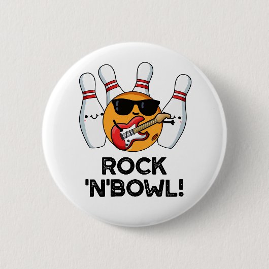 Rock en Bowl Cute Bowling Pun Ronde Button 5,7 Cm (Voorkant)