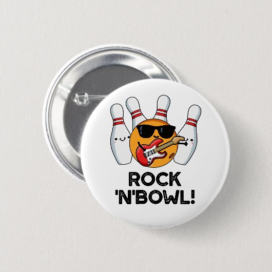 Rock en Bowl Cute Bowling Pun Ronde Button 5,7 Cm (Voorkant /achterkant)